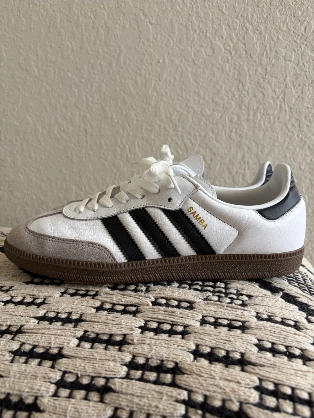 Adidas Samba White Black with Brown Gum Sole Sneakers
